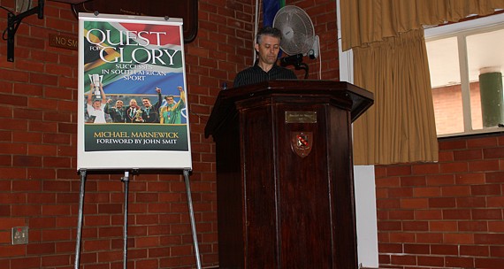 Addressing the boys at Glenwood High